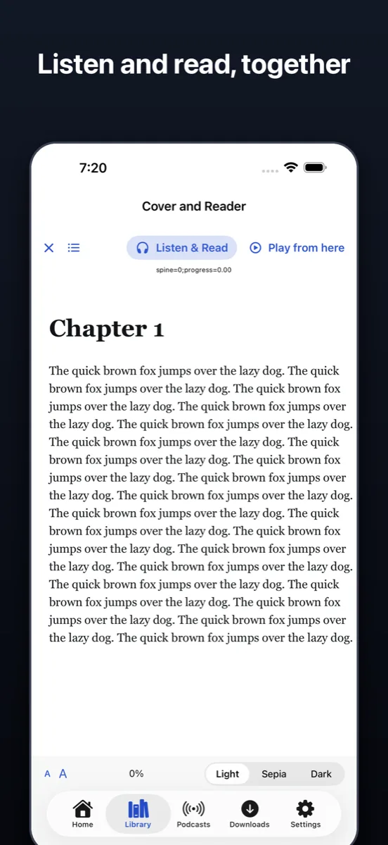 EPUB reader with listen-and-read